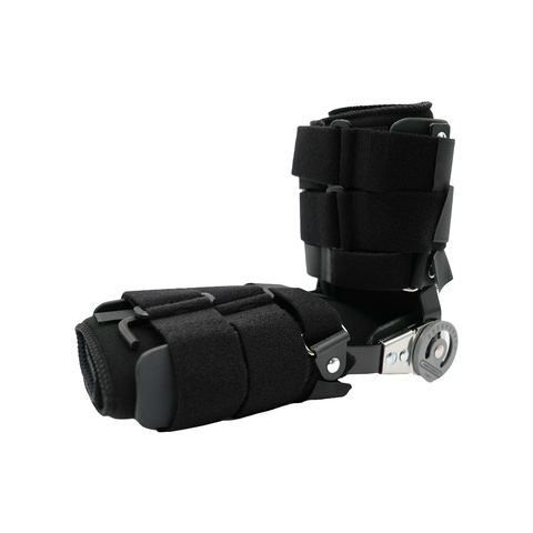Universal pediatric short leg brace with adjustable black straps and metal hinge, made in the USA, best orthopedic braces by .