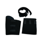 Universal arm brace accessory kit includes black padded cuff, adjustable strap, and fabric panel, made in the USA, rca i,.