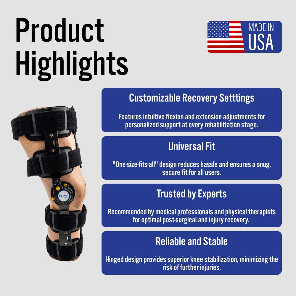 RCAI Post-Operative ROM Knee Brace – Adjustable Support for Recovery