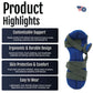 RCAI Adaptable Resting Hand features ergonomic blue and black foam support with adjustable straps for custom comfort, made.