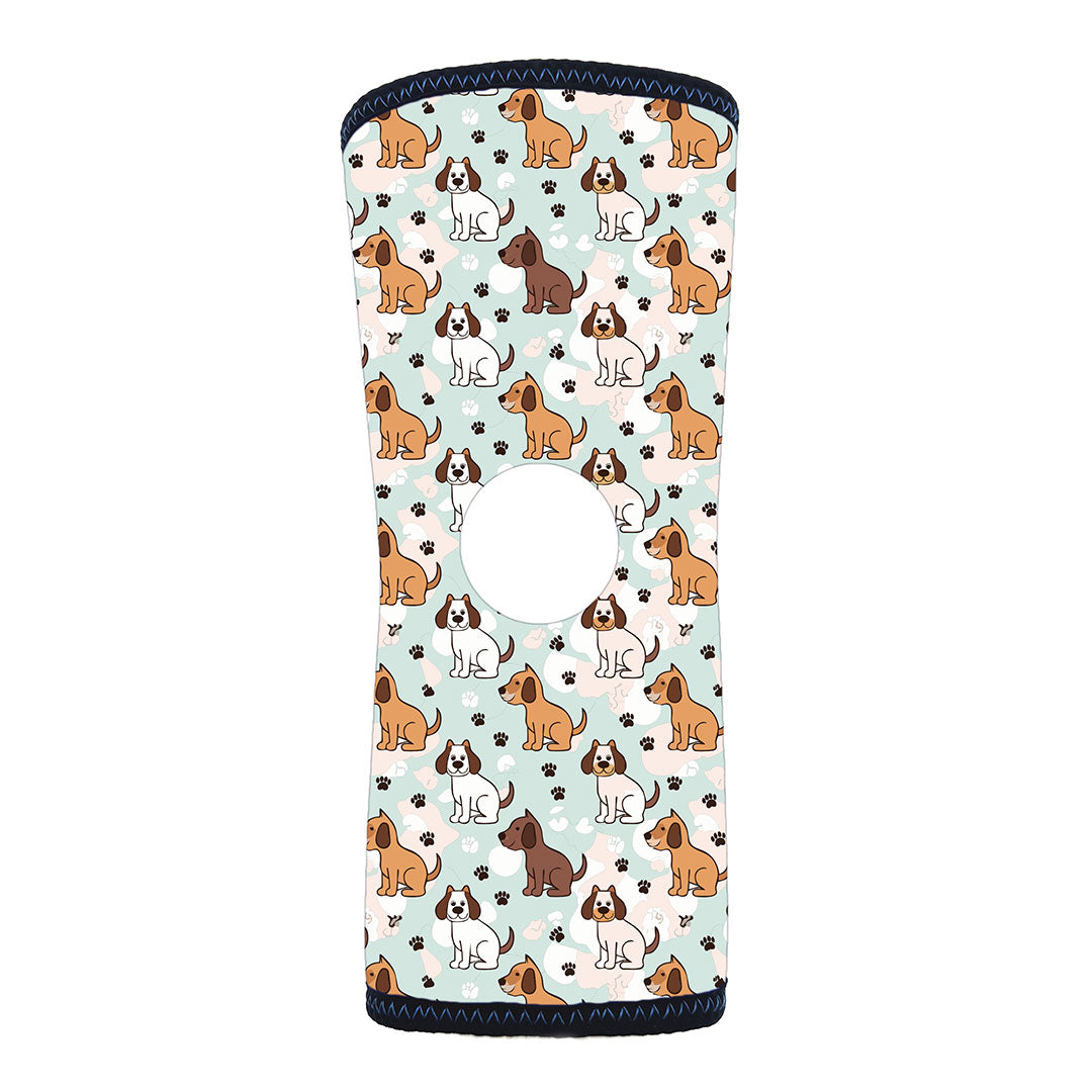 Infant RCAI reversible knee sleeve with colorful cartoon dog pattern, made in the USA, best orthopedic braces for B2B.