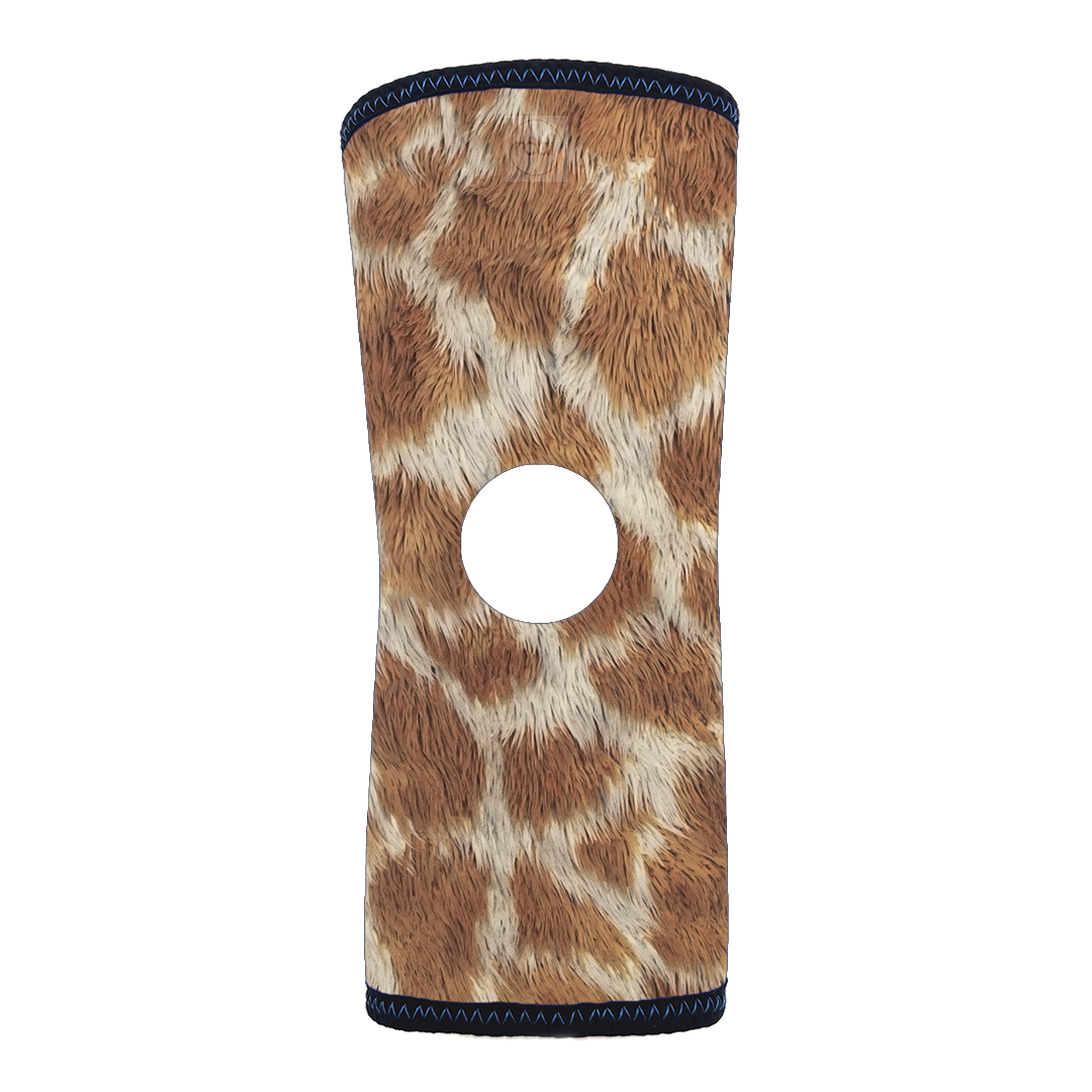 Reversible RCAI infant knee sleeve with giraffe print pattern, made in the USA, best orthopedic brace for B2B orthopedics.
