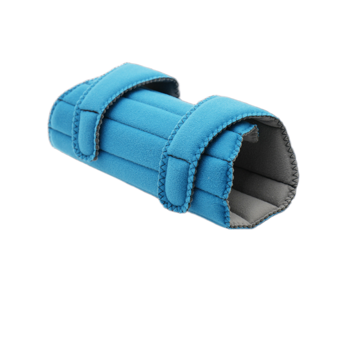 Toddler-sized pediatric elbow stabilizer in bright blue with dual adjustable straps, made in the USA, best orthopedic braces .