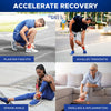 Collage showing four scenarios using Active Ease Compression Ankle Sleeves for plantar fasciitis, Achilles tendonitis,.