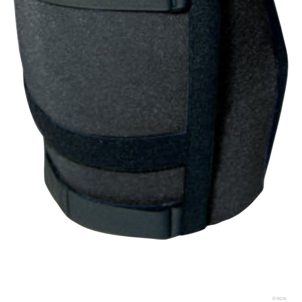 Dark gray Bariatric Knee Immobilizer with thick padded straps and hook-and-loop closures, made in the USA, RCai, best.