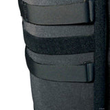 Black bariatric knee immobilizer with adjustable wide straps, sturdy padded material, made in the USA, RCAI, B2B orthopedics .