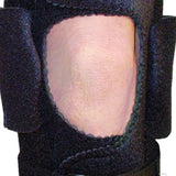 Black Active Knee Brace with open patella design and adjustable straps, made in the USA, best orthopedic braces for B2B.