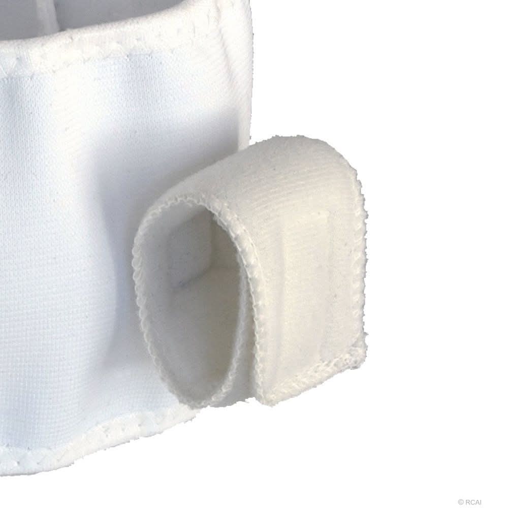 White soft fabric infant shoulder immobilizer strap with hook-and-loop closure, made in the USA, best orthopedic braces by.